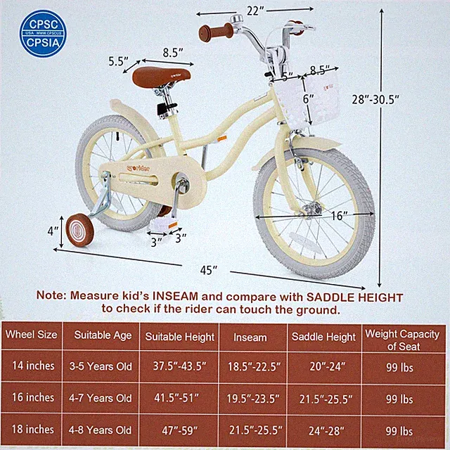 16" Kids Bike Toddler Adjustable Bicycle w/Training Wheel for 4-7 Years Old Girl