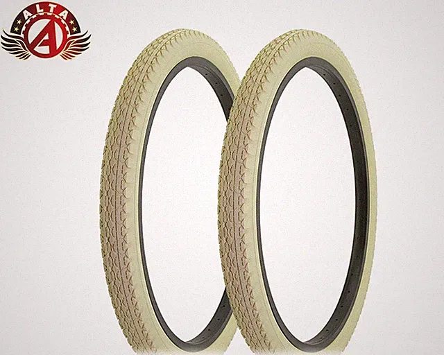 2 ALTA BICYCLE CRUISER DURABLE TIRE 24 x 2.125 CREAM HEAVY DUTY DIAMOND TREAD.
