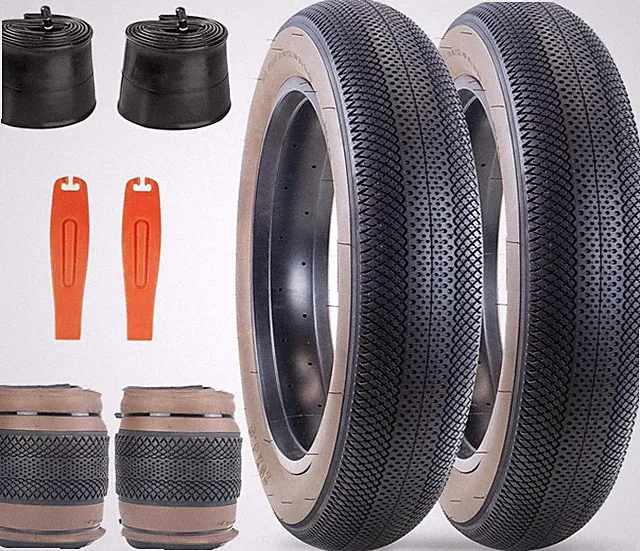 2 Pack Fat Bike Tyre 20 x 4.0 for E-Bike Tire with 20" Bike Tubes 20x4.0,Brown