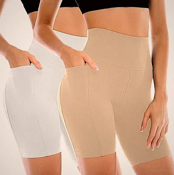2 Pack Womens Biker Shorts with Pockets, High Waisted Yoga Shorts for Women Runn
