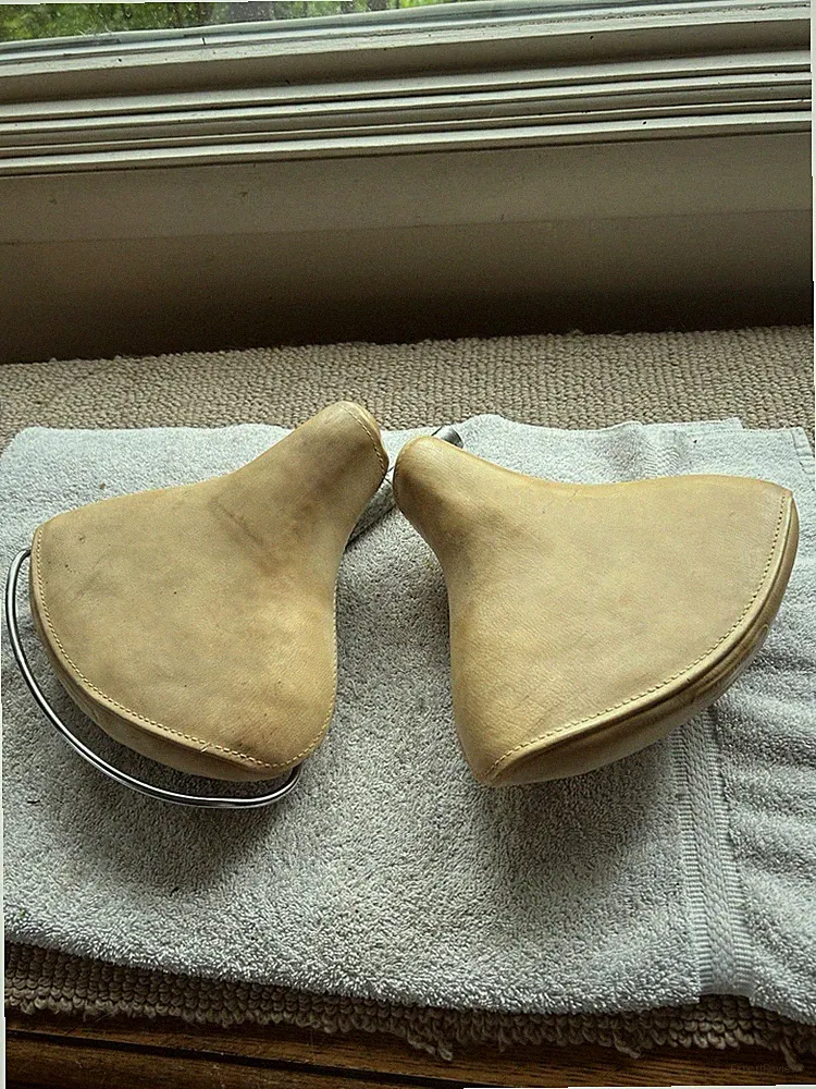 2Vintage Mesinger beige bicycle seats one w/ seat post and protective bar ring