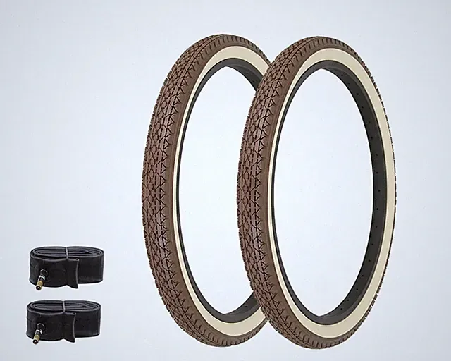 ALTA Bicycle Tires 24" x 2.125" Brown/Cream Diamond W/Tubes (4PCS)