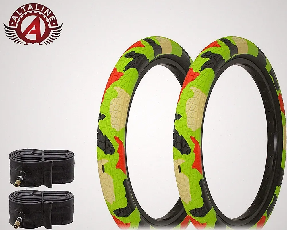 ALTALINE Performance BMX BICYCLE 20x2.35 DURABLE SemiSlick Graphic TIREs W/TUBEs