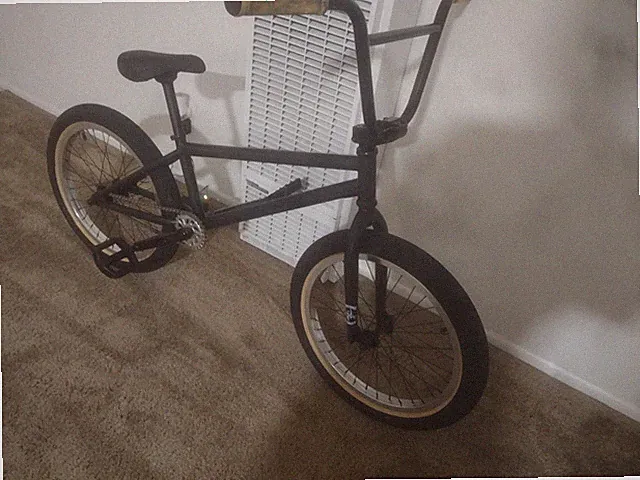 Black BMX Bike 20in Steel Frame Beige Grips Tan Whitewall Tires 1-Speed