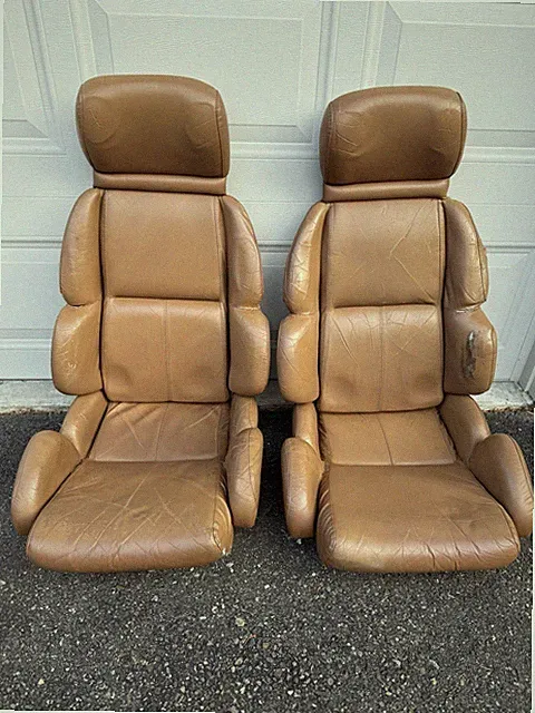 C4 Corvette Seats Saddle Brown Leather Pair Original