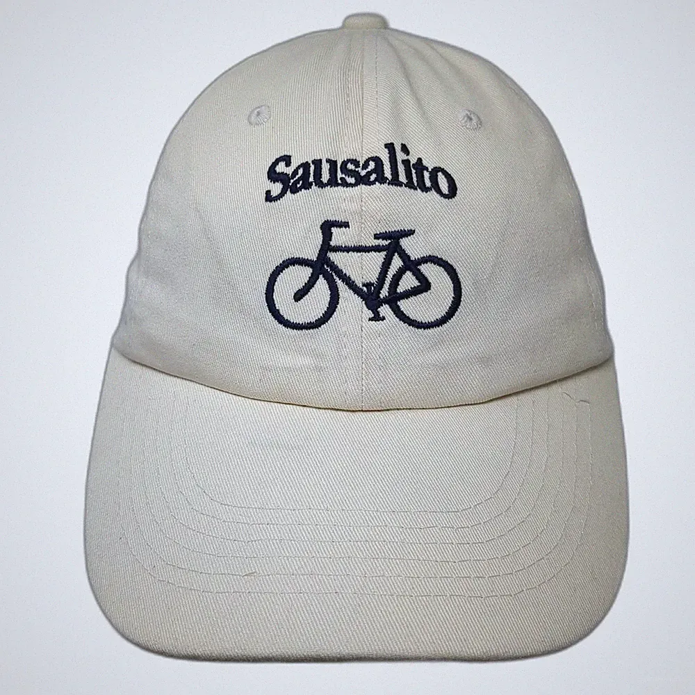 City Wear Baseball Cap Beige Blue One Size Sausalito Bicycle Embroidery Hat