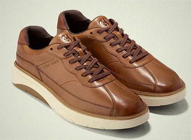 COLE HAAN Grandpro FeatherArc Bike Toe Sneakers Shoes Men's 9.5 British Tan