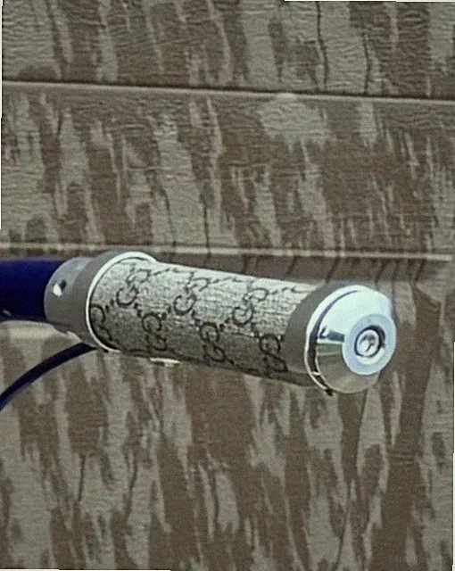 Custom Leather Designer Print Bicycle Grips & TT Pad BMX Cruiser