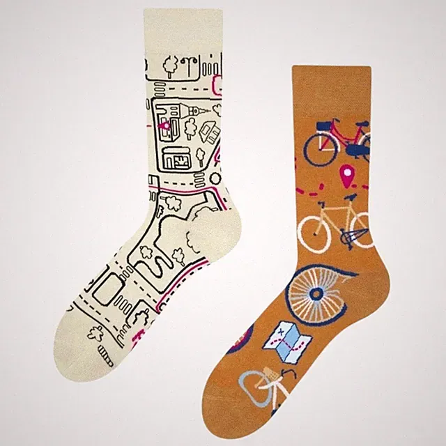 Dedoles City Bike Socks Mens 10-12 Beige Brown Cotton Blend Retro Skater