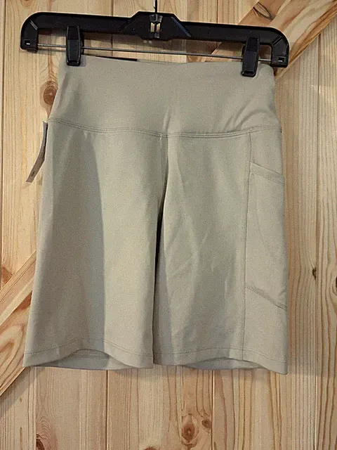 DKNY Women's Beige Bike Shorts with Pockets, Size XS