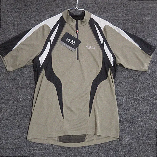 Gore Bike Wear Shirt Mens Size Large Short Sleeve Half Zip Beige Black New