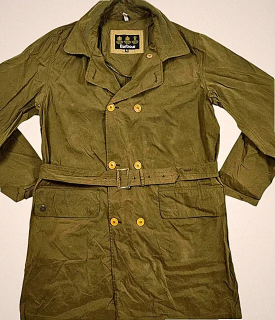 *HOT Men's BARBOUR @ NAVAL BELTER CASUAL CITY BELTED LONG OLIVE TRENCH Coat XXL