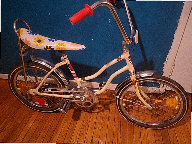 KIA Hi-Riser Vintage Single Speed Bike Cream Steel Floral Banana Seat