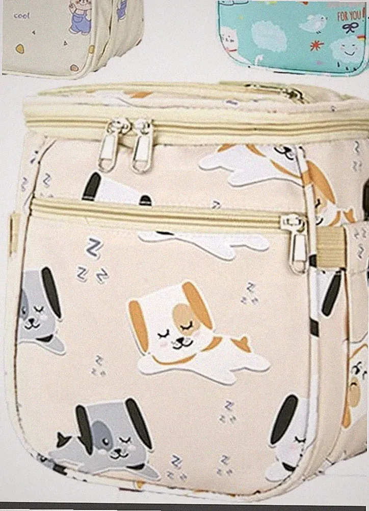 Kids Bicycle Basket - Beige Bear Bike Handlebar Bag Organizer- Puppies