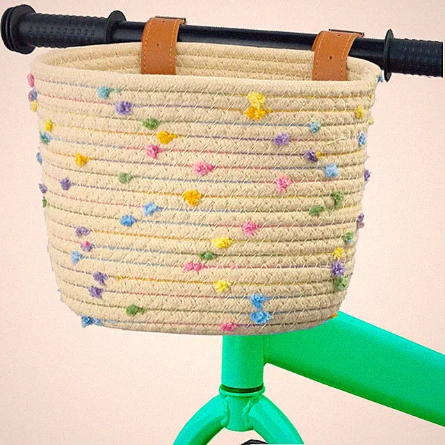 Kids Bike Basket for Boys and Girls, Children's Bicycle Basket Woven With Sis...