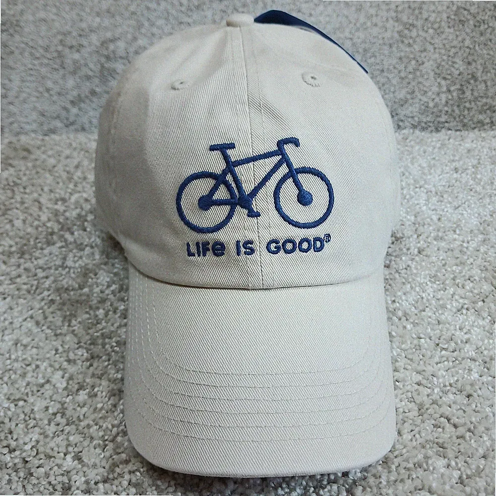 Life Is Good Hat Adult One Size Adjustable Beige Tan Bicycle Beach Summer Relax