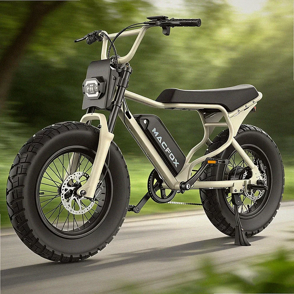 MACFOX X7 Electric Bike 20" Fat Tire Electric Bicycles 500w Backlit LCD Beige