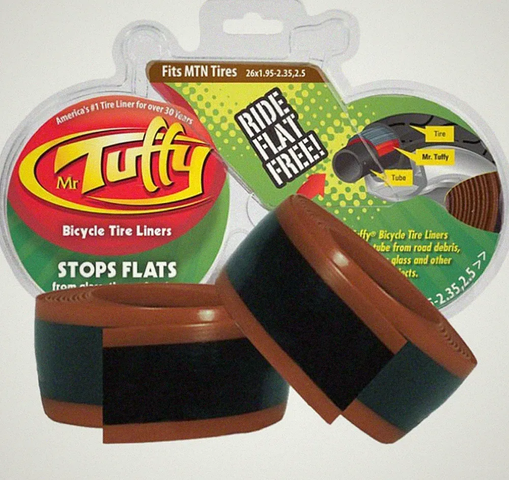 Mr Tuffy 26x1.95-2.5 Pair of Bike Tire (2) Liners Brown Stops Flats MTB Bike 26"