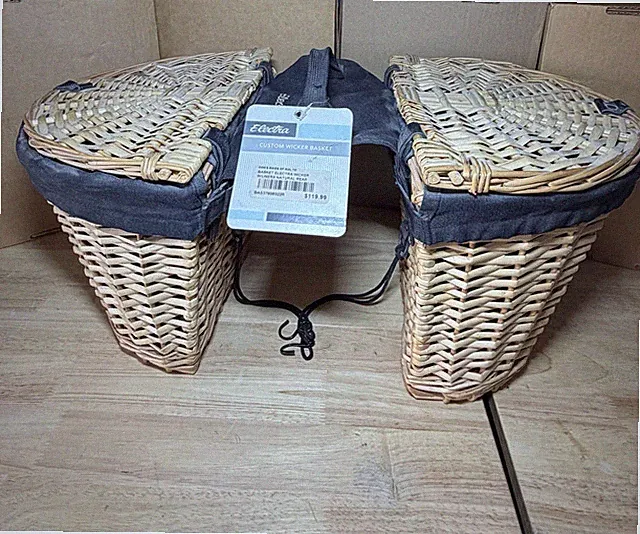 NEW Electra Custom Rear Wicker Bicycle Basket with Liner & Original Tag | Rare