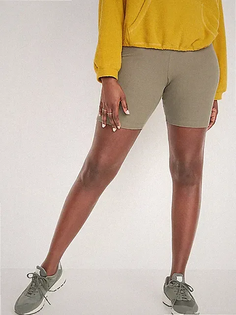 NWT Old Navy High-Waisted Rib-Knit Long Bike Shorts Biker 8-inch Stone Women M