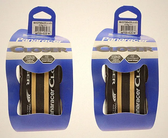 Panaracer Closer Folding Clincher Tires 700x23c Black/Beige Road PAIR NEW NOS