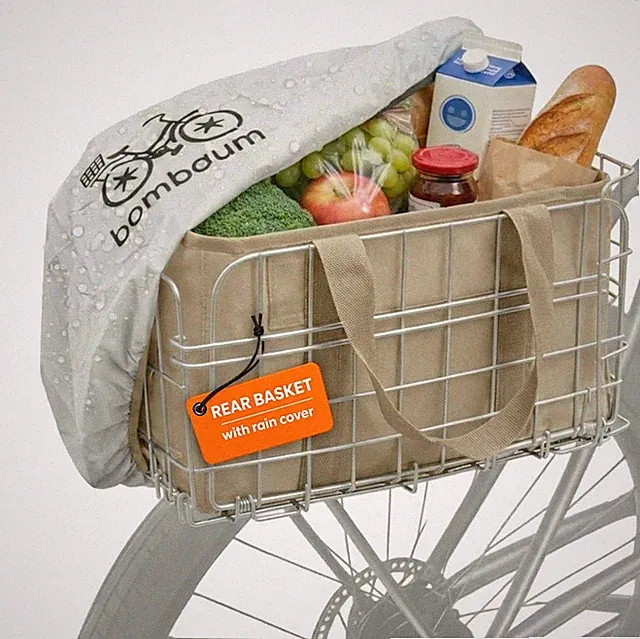 Rear Bike Basket with Waterproof Cover – Heavy-Duty Collapsible Bicycle Ca