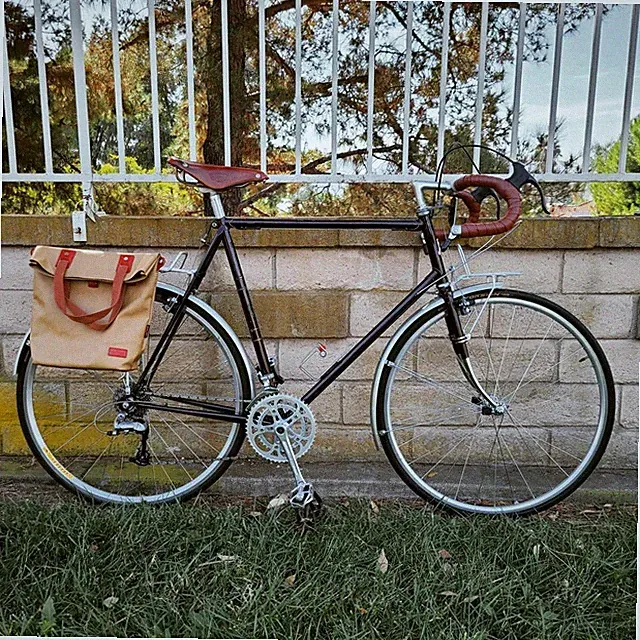 TOURBON Vintage Canvas Bicycle Pannier Rear Bag Cycling Bike Seat Stroage Pack