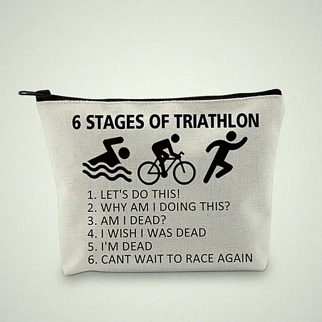 Triathlon Gifts Six Stages Tri Harder Triathlete Cosmetic Bag Swim Cycle Run
