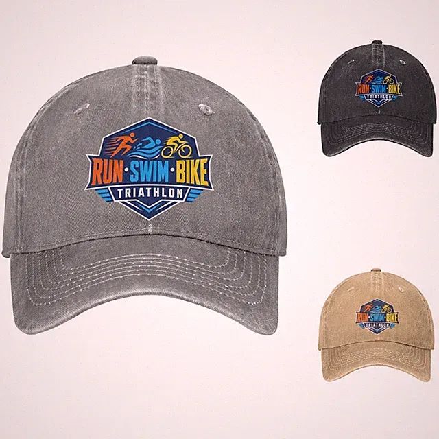 Triathlon Run Swim Bike Baseball Cap Dad Hat Adjustable Cotton
