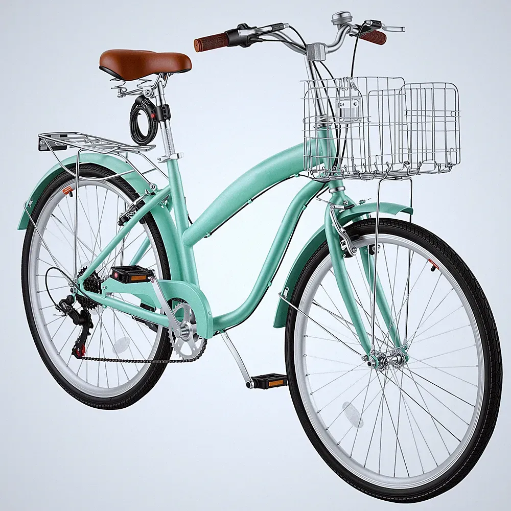 Uimoso 26-Inch Women's Beach Cruiser Bike,7-Speed City Bicycle, 330 lbs Capacity