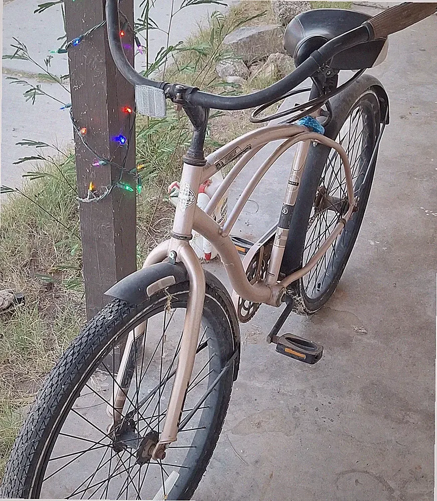 Vintage Cruiser Bike Beige Black 26 in Steel Frame Coaster Brake