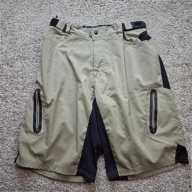 Zoic Mountain Biking Shorts Mens XL Khaki Black Outdoor Casual Lightweight Adult